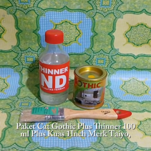 PAKET CAT GOTHIC + THINNER KR 130ml + KUAS 1" TAIYO KALENG KECIL 100ml