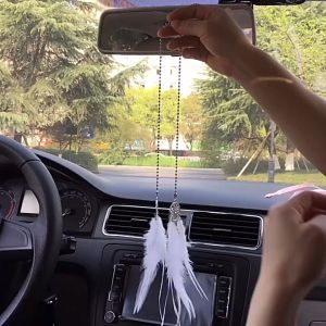 Lucky Dream Catcher Adornment Wind Chimes Feather Car Pendant Mini Car Ornament Gifts Decoration Home Rearview Mirror Handmade Dreamcatcher/Multicolor