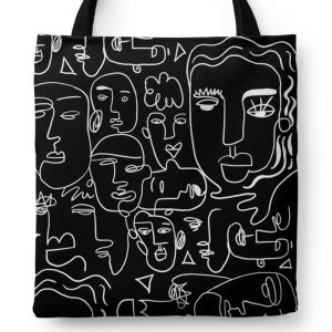 Black White Fashion Zipper Canvas Tote Bag Single Shoulder Computer Shopping Vegetable Buying Book Bag Computer Bag Tote Bag
