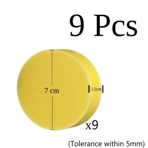 9Pcs 7cm Yellow Foam Sponge Set - Car Wax Applicator & Household Cleaning Pad for Detailing Polishing & Cleaning