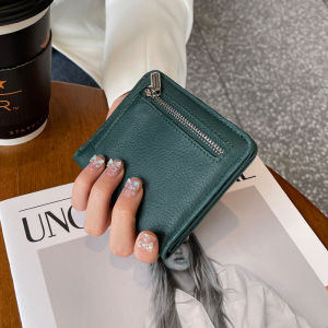ของแท้ หนัง กระเป๋าสตางค์ ผู้หญิง Compact Slim Short Style First Layer Cowhide Multi-Card Slot เรียบง่าย Money Clip Card Holder