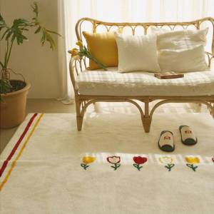 Cute Living Room Bedroom Carpet Anti-Fall Mat Polyester Fiber Square Shape Sofa Table Rug Home Decor Childrens Room Pad