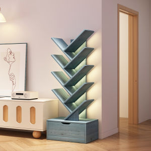 Simple Floor-Standing Wall-Near Tree Shape Storage Rack Home Living Room TV Cabinet Side Bookshelf Multi-Layer Organizer