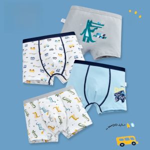 Boys Cotton Underwear Pure Cotton Boxer Shorts Anti-Pinching Comfortable Breathable Moisture-Wicking Antibacterial Home Wear