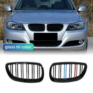 Car Front Grille Racing Front Sport Grill Gloss Black Double Slat Kidney Grille For BMW E92 E93 M3 2006-2009