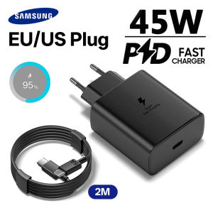 Samsung | Original Samsung 45W Charger Super Fast Charge EU US Adapter USB C Cable for Galaxy S24 Ultra S25 Ultra S24 S23 S22 S21 A56 A55