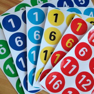 Waterproof PVC round Digital Stickers Table Number Labels for Restaurants Competitions Activities Decorative Wall Decals