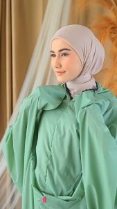 Mukena Travel Mini Parasut Premium Polos | Mukena Travel Pouch Terusan 2in1 Resleting Dagu