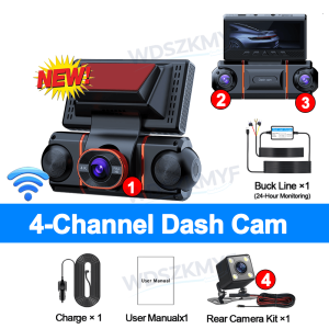 Camera Hành Trình Ô Tô 4 Kênh DVR 4K UHD 2026 1080P Với Góc Nhìn 360 Độ °   Ứng Dụng Điều Khiển WiFi Camera Trước Sau Tầm Nhìn Ban Đêm Hộp Đen Phụ Kiện Ô Tô