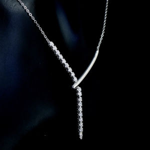 Dây Chuyền Bạc 925 Hình Chữ Y Với Mặt Dây Chuyền Moissanite Màu D Độ Tinh Khiết VVS1 Trang Sức Thời Trang Nữ Kèm Chứng Nhận