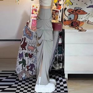 CAOZIMUYI | American Hot Girl Black Workwear Design Flared Slit Tight Fitting Long Skirt
