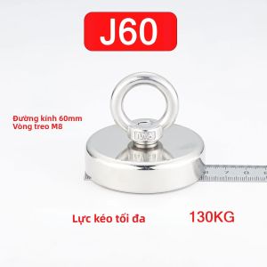 Nam Châm Câu Cá Siêu Bền J20-J120 Với Móc Thép Không Gỉ Và Bu Lông Mắt Vòng Dùng Cho Việc Cứu Hộ Dưới Nước