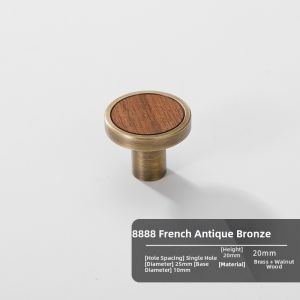 INNDUN | Retro Walnut Brass Drawer Cabinet Handles
