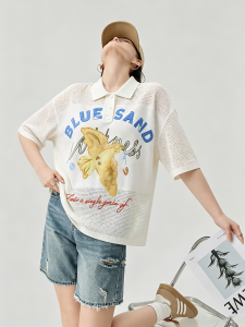 GULILI | Polo Neck Cutout Loose Casual Short Sleeve T-Shirt