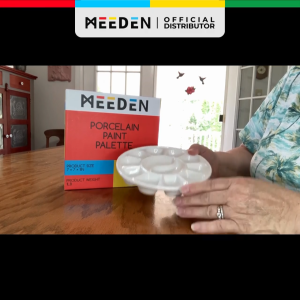 MEEDEN 12-Well Round Ceramic Paint Palette – Premium Porcelain Weighted Watercolor and Acrylic Mixing Tray
