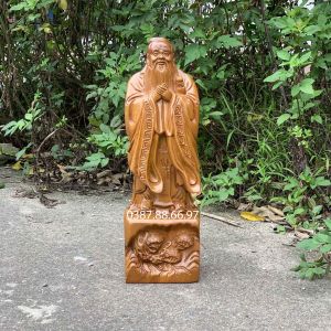 Tượng khổng tử cao 40cm chất liệu gỗ bách xanh cực đẹp