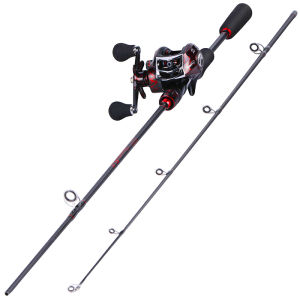 Set Joran Pancing dan Reel Pancing Joran Pancing Kombo 2 Buah Power M Travel dengan Gulungan Pancing Baitcasting 18 + 1BB