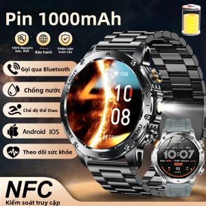 Đồng Hồ Thông Minh Quân Đội Dành Cho Nam Pin 1000mAh GPS NFC 3ATM Chống Nước 17 Inch HD Cuộc Gọi Bluetooth Đồng Hồ Theo Dõi Thể Dục Ngoài Trời