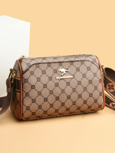 Urban Simple Style Womens Leather Handbag Printed Diagonal Shoulder Bag Soft Cowhide Medium Square Bag for Middle-Aged Mothers