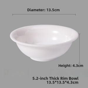 White Melamine Plastic Soup Bowls for Fast Food Restaurants Dining Hall Rice Bowls Commercial Use Set of 20 Chinese Style