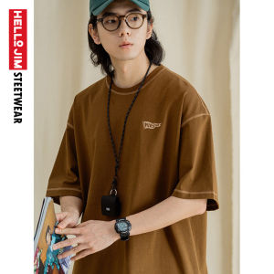 HELLO JIM Oversize T shirt for Men 100% cotton Tshirt Men 2023 New Style Vintage flag print T-shirt KB1780 Clearance