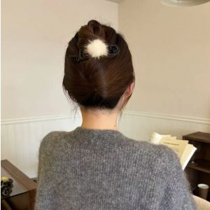 Retro Knotted Ball Hair Clip Plush Hairpin Bun High Class Feeling Side Ponytail Holder Fashionable Hair Accessories