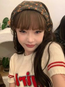 Spring & Fall Korean Floral Square Scarf Korean Style Sweet Bandage Headscarf French Pastoral Triangular Binder Hair Band Multifunctional Scarf