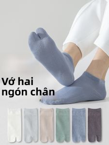 JINGCHI | Tất thể thao nam hai ngón bằng cotton nguyên chất thấm hút mồ hôi chống mùi mùa hè mỏng đến mắt cá chân ngắn cho thanh thiếu niên
