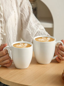 Pure White Ceramic Mugs Large Capacity Hotel Coffee Cup Creative Tea Cup Simple Logo Design Nordic Style Commercial Use