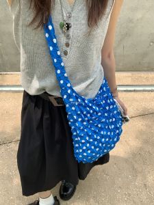 Large Capacity Canvas Bubble Magic Elastic Strap Crossbody Bag Fashionable Korean Style Single Shoulder Bag for Youth Casual Use
