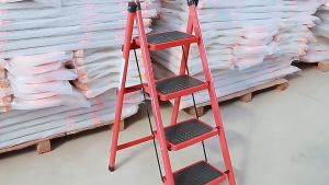 3-4-5-6 ขั้น บันไดเหล็ก รับน้ำหนัก 100 กิโลกรัม บันไดพับได้ สีแดง บันไดอเนก สำหรับ Stepladder
