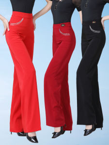 High Waist Latin Dance Pants Womens Practice Performance Clothing Shiny Diamond Geetbar Modern Dance Professional Adult Outfit