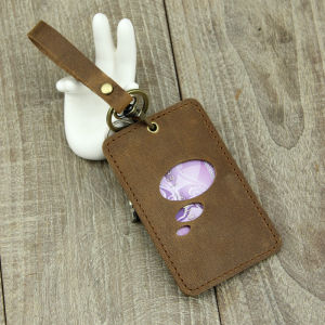 Retro Artisanal Cowhide ชั้นบนผู้ถือบัตร Bank Card Case Metro Pass เย็บองค์ประกอบสําหรับเยาวชน