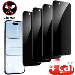 Bộ 4 Miếng Dán Bảo Vệ Màn Hình Chống Gián Điệp Cho iPhone Pro Max 14 15 16 Plus 16e 17 Air 17e Kính Cường Lực Chống Trầy Xước Chống Vân Tay