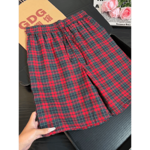 LIUBU | Quần Short Thể Thao Dễ Thương Mùa Hè Màu Xanh Plaid Rộng Rãi