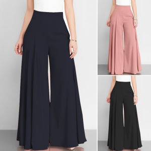 High-Waisted Wide-Leg Pants Womens Thin Pure Color Versatile Summer Trousers High Waist Flared Legs Casual Fashion Citywalk