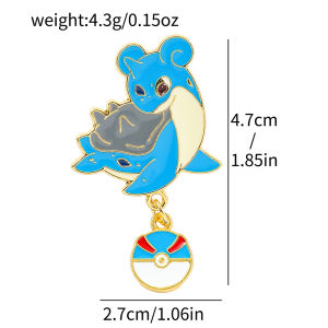 Bandai | Mew Snorlax Enamel Pins with Pokeball Charm Pendant Cartoon Metal Badges for Backpack Clothing Decor Fans Gift