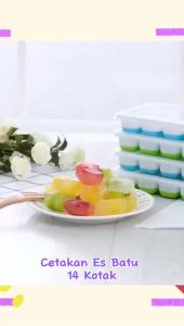 Cetakan Es Batu Silikon 14 Kotak Dengan Tutup / Alat Pencetak Puding Agar-Agar Jelly Cokelat Yogurt