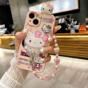 New Sweet KT Applicable to Honor Honor 70 60 50 30 Phone Case 60se Hello Kitty Lying Pro All-Inclusive Drop-Resistant 20S Crossbody Rope 10/9i Bracket 8X Max Cartoon Protective Cover