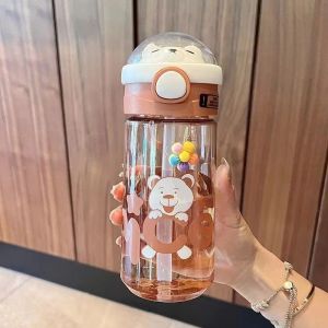 Portable Childrens Straw Water Cup High Aesthetic Value Ins Cup Anti Drop High Temperature Resistant Cute Male Female Primary School Students Plastic Cup