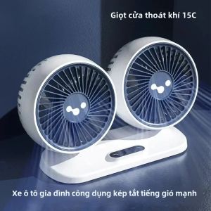 Quạt Xoay Hai Đầu 360 Toàn Bộ 12V 24V Có Công Tắc Hai Phím Điều Khiển Độc Lập Hệ Thống Làm Mát Không Khí Dành Cho Xe