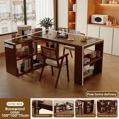 Walnut Real Wood Multifunction Expandable Dining Table
