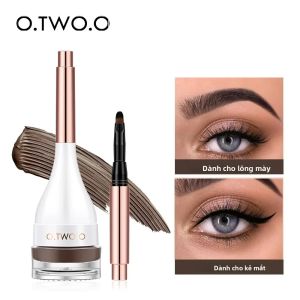 O.TWO.O Eyebrow Pomade Kết Cấu Dạng Kem Không Thấm Nước Màu Nhuộm Cao Gel Lông Mày Trông Tự Nhiên Sử Dụng Kép Làm Kẻ Mắt Trang Điểm Làm Đẹp Kèm Cọ