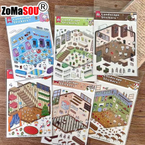 1-6Pcs Funny 3d Stacking Stickers Cartoon Pocket Diy Scene DIY Cabin Scene sticker Pasting Gift for Kid Child Student