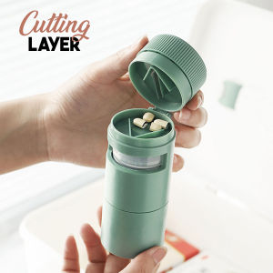 Round Medicine Storage Multiple Compartment Pill Crusher Grinder Vitamin Tablet Cutter Powder For Family Office Travel