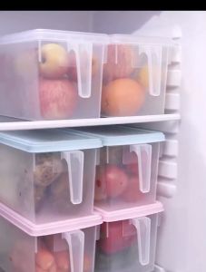 【COD】Fridge Storage Box Food Container With Lid Containers Bekas Peti Sejuk Simpan Sayur Makanan Kitchen Drain Layer