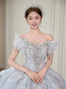 ชุดแต่งงานไหล่เดียวสไตล์ฝรั่งเศส ชุดยาวคลุมเข่า ชุดราตรีผ้าลูกไม้ กระโปรงทรงเอ กระโปรงทรงเอ ชุดราตรีผ้าลูกไม้