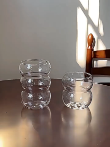 Ins Style Ripple High Borosilicate Glass Heat-resistantn Durable Coffee Milk Tea Yogurt Mug Drinking Water Cup