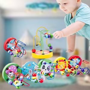TAIYO Mainan Anak Basic Kayu Edukasi Sensory Montessori Mini Round Beads Jam Puzzle 3D Shape Geometri Xylophone