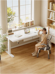SAMEDREAM | Electric Height Adjustable Wooden Desk for Home Office Study Dual Use